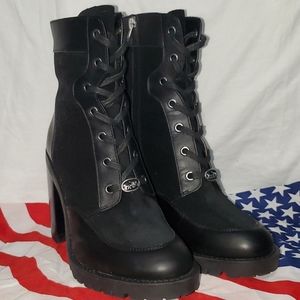 SOLD COACH Women's Combat heel boots sz9 NWOT